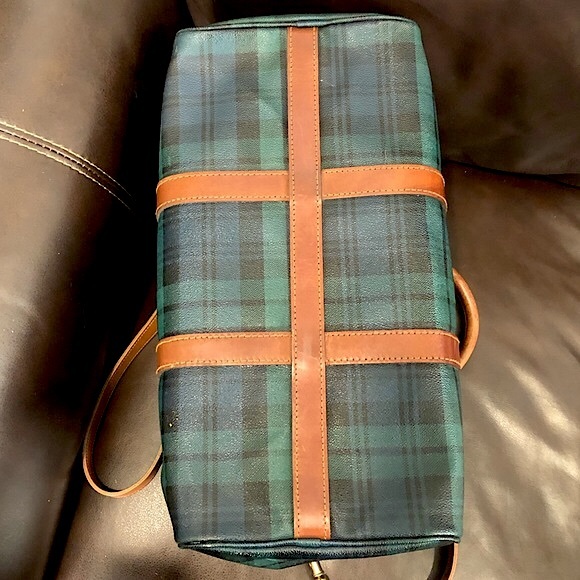 KRALPH LAUREN Black Watch Plaid Speedy Boston Travel Vacation Camp Shoulder Bag - Picture 6 of 16